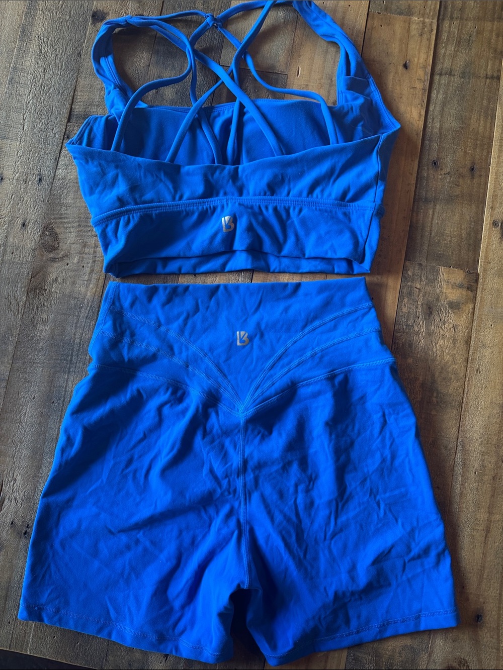 BuffBunny Royal Blue High-Waist Athletic Shorts AND sport bra matching set - Picture 2 of 2